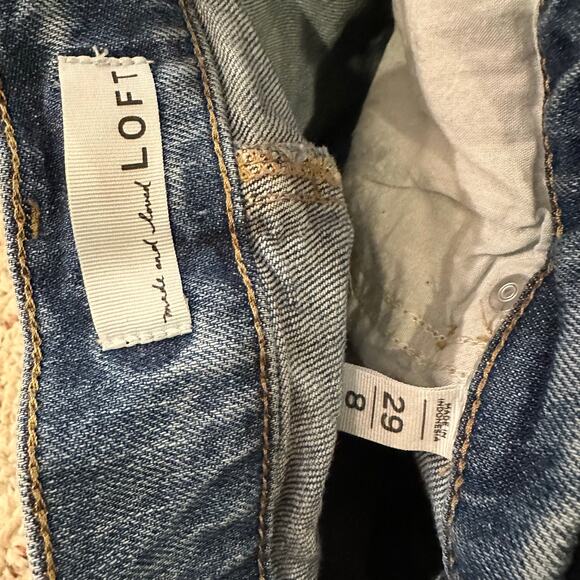 LOFT Womens 8 Denim Jean Shorts Cutoff Frayed Blue Summer Spring Medium Wash cut - Picture 7 of 9